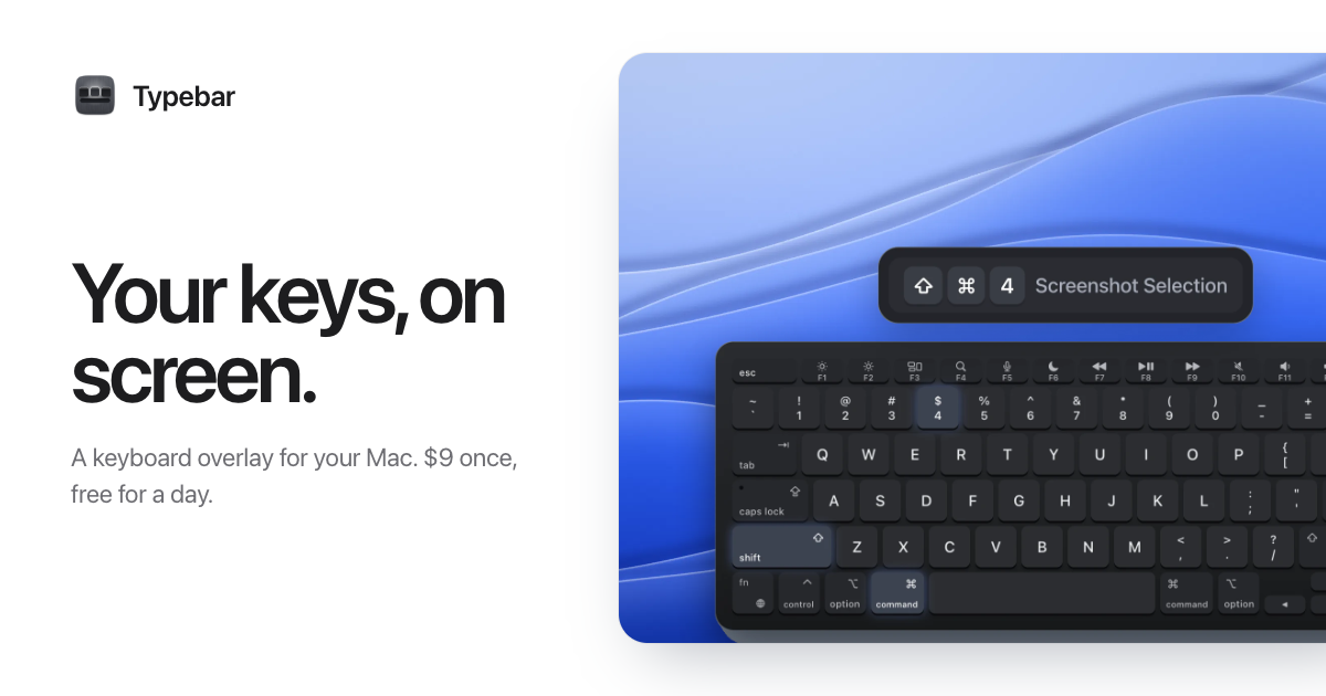 Typebar: your keys, on screen