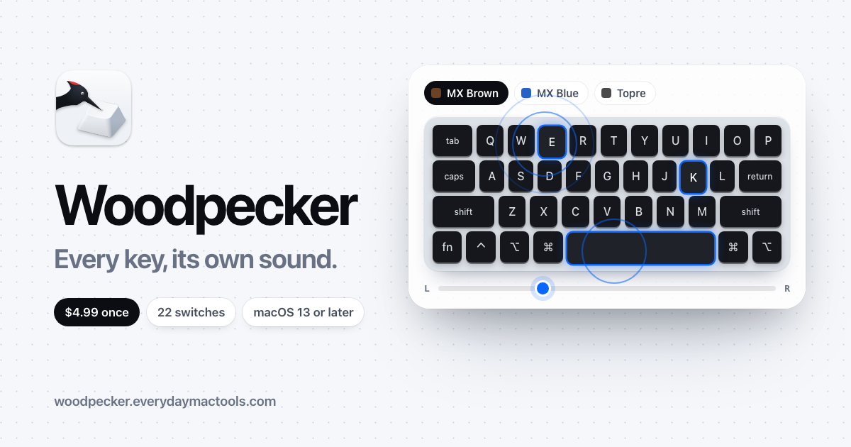 Woodpecker: every key, its own sound